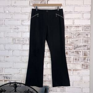 Vintage Y2K Cache Low Rise Black Flare Zip Pockets Embroidered Detail Pants